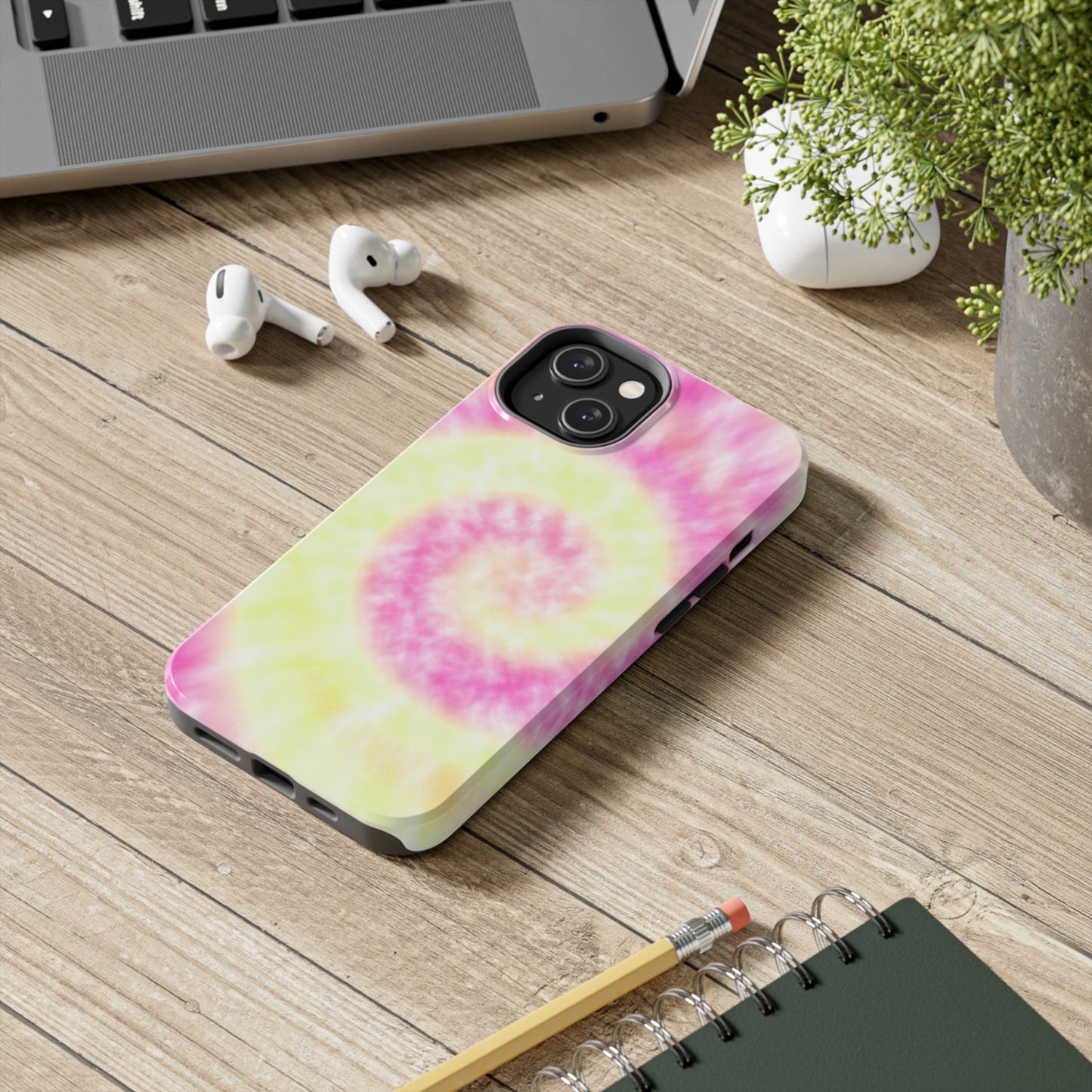 Pink and Yellow Tie Dye Design Phone Case- Lightweight, Impact Resistant Cover for iPhone 6, 6s, 12, 13, 14, 15