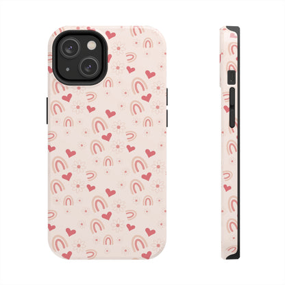 Pink Boho2 Rainbow print Design Tough Phone Case compatible with a large variety of iPhone models, Gift, Phone Case