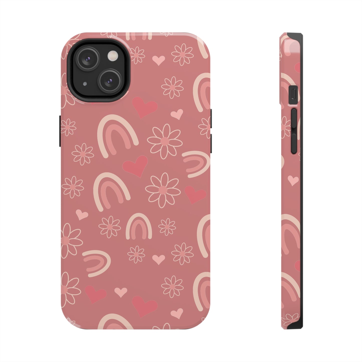 Daisy and Mauve Boho Rainbow print Design Tough Phone Case compatible with a large variety of iPhone models, Gift, Phone Case