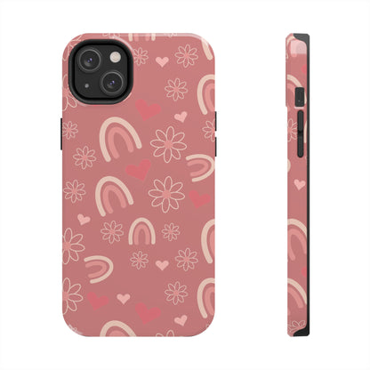 Daisy and Mauve Boho Rainbow print Design Tough Phone Case compatible with a large variety of iPhone models, Gift, Phone Case