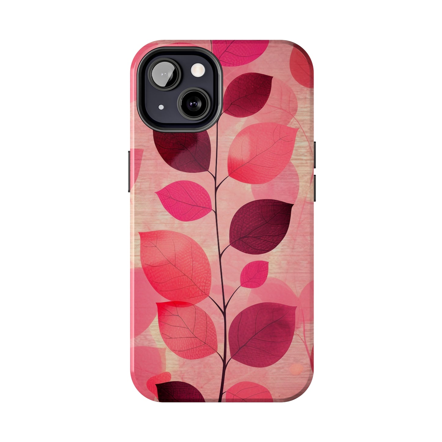 Girly Pink Abstract Leaf Design Tough Phone Case