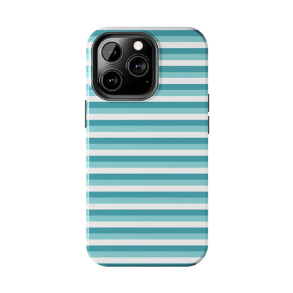 Blue and White Girly Stripe print Design Tough Phone Case compatible with a large variety of iPhone models, Gift, Phone Case