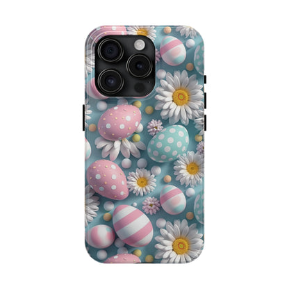 Easter Eggs and Daisies Digital print Design Tough Phone Case compatible with a large variety of iPhone models, Gift, Phone Case