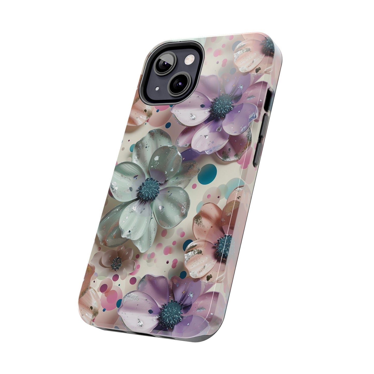 Fun Pastel Flowers Digital print Design Tough Phone Case compatible with a large variety of iPhone models, Gift, Phone Case