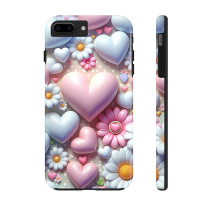 Pastel Heart and Flower Digital print Design Tough Phone Case compatible with a large variety of iPhone models, Gift, Phone Case