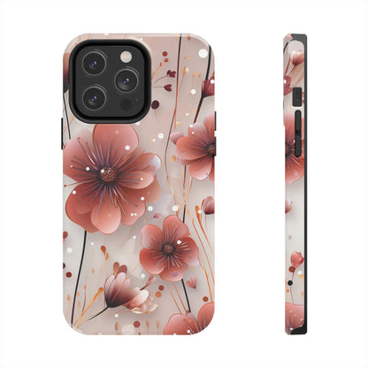 Pretty Mauve Flowers Pattern Design Tough Phone Case compatible with a large variety of iPhone models, Gift, Phone Case