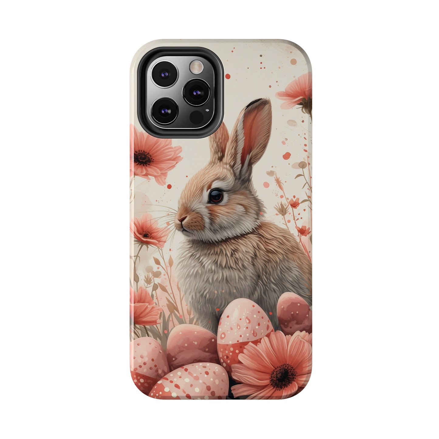 Watercolor Easter Bunny and Spring Flowers Design Phone Case- Lightweight, Impact Resistant Cover for iPhone 6, 6s, 12, 13, 14, 15