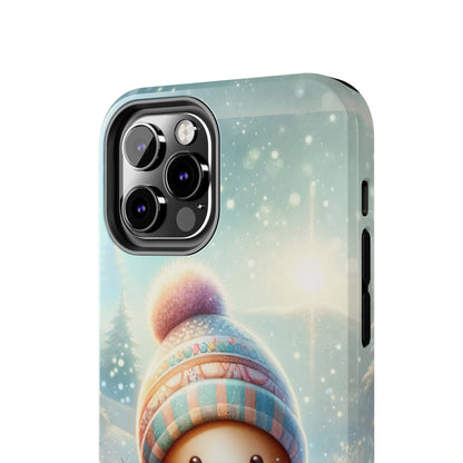 Cute Happy Gingerbread Man in the Snow Pattern Design Tough Phone Case compatible with a large variety of iPhone models, Gift, Phone Case