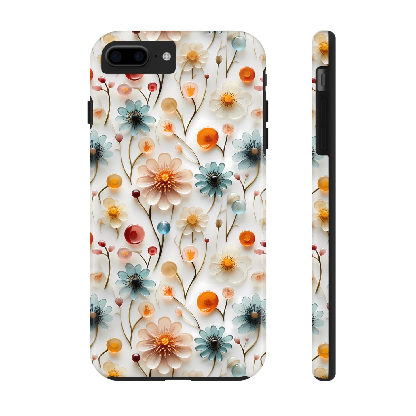 3D Glass Flower Pattern Design Tough Phone Case compatible with a large variety of iPhone models, Phone Case, Birthday Gift