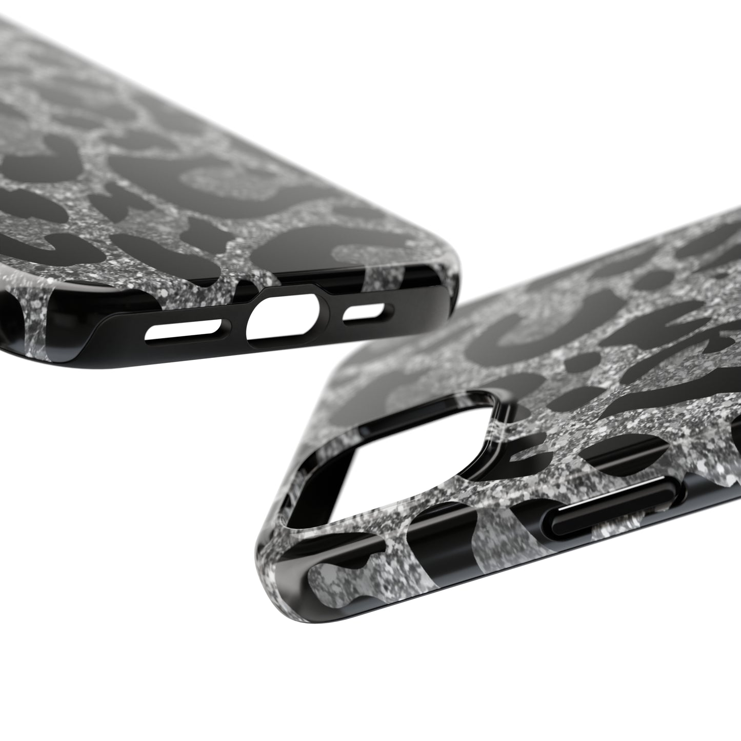 Silver and Black Leopard Design Phone Case- Lightweight, Impact Resistant Cover for iPhone 6, 6s, 12, 13, 14, 15