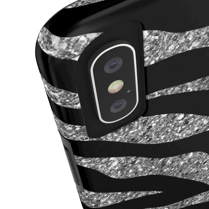 Silver and Black Zebra Print Design  Phone Case- Lightweight, Impact Resistant Cover for iPhone 6, 6s, 12, 13, 14, 15