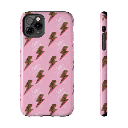 Cheetah Print Lightning Bolts Design Phone Case- Lightweight, Impact Resistant Cover for iPhone 6, 6s, 12, 13, 14, 15