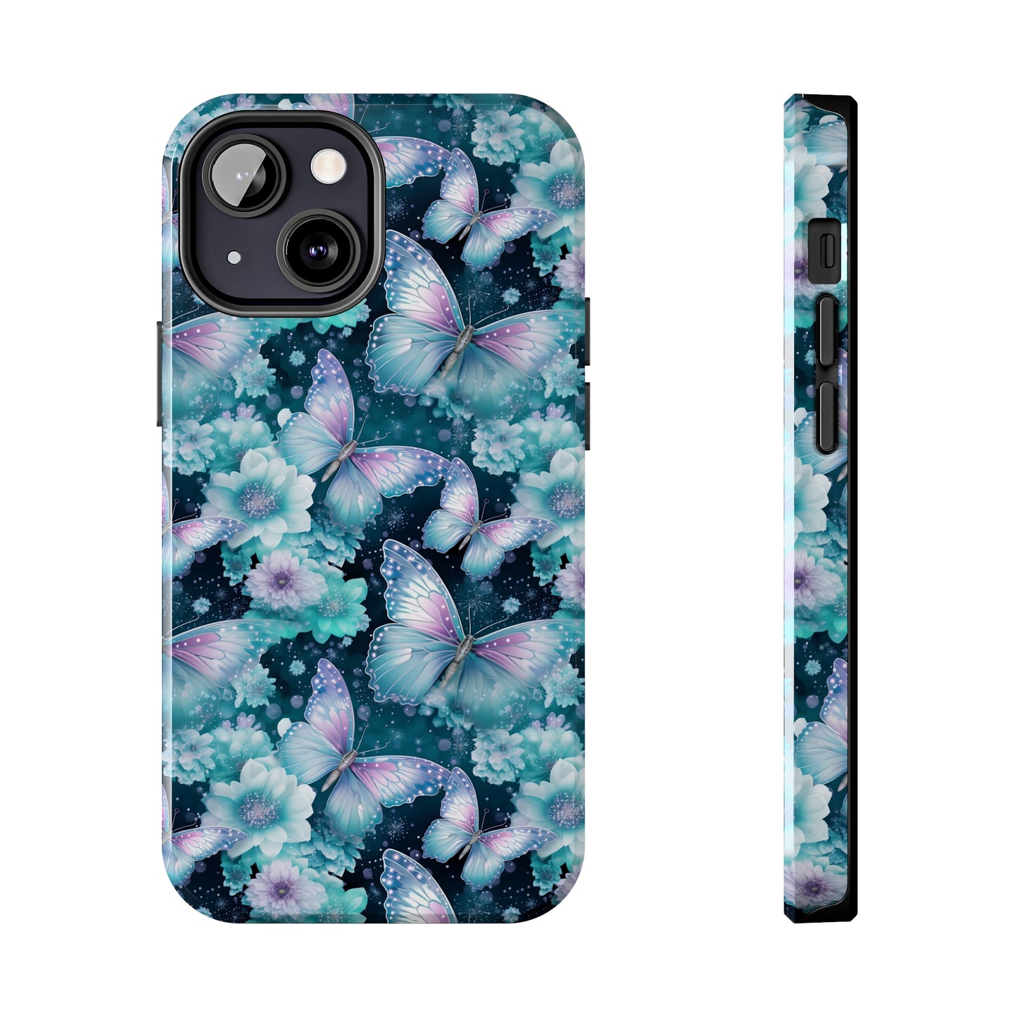 Blue and Purple Butterflies Digital print Design Tough Phone Case compatible with a large variety of iPhone models, Gift, Phone Case