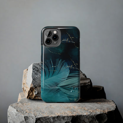 Dreamy Blue Feather design Tough Phone Case compatible with a large variety of iPhone models, Gift, Phone