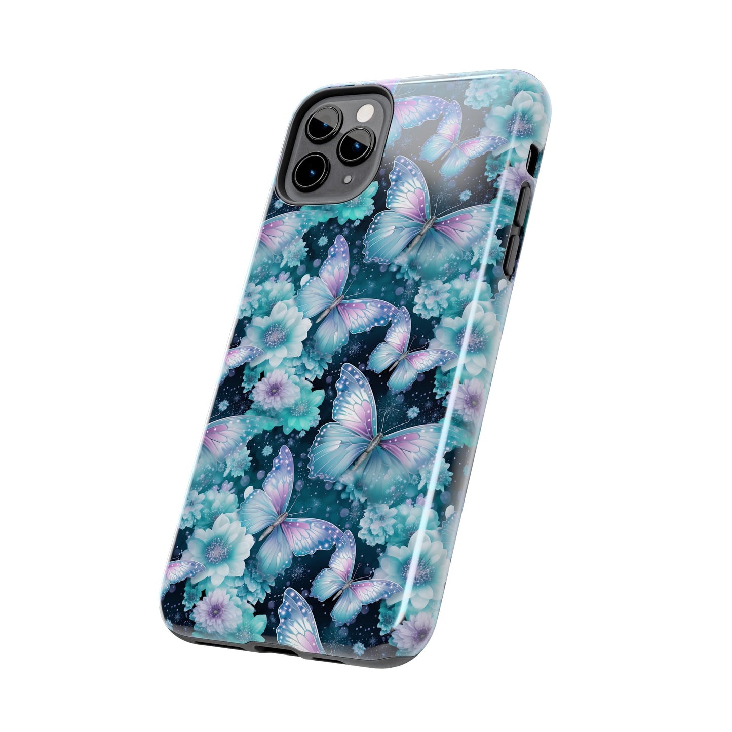 Blue and Purple Butterflies Digital print Design Tough Phone Case compatible with a large variety of iPhone models, Gift, Phone Case