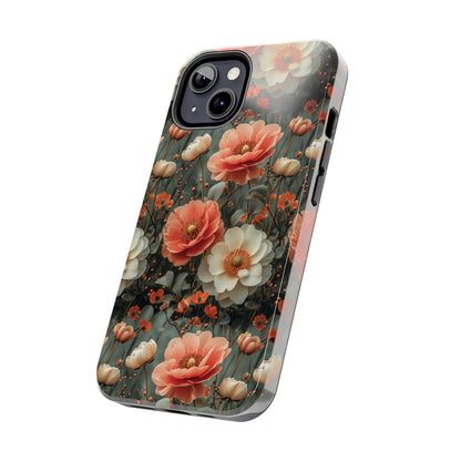 Elegant Peach Flowers Protective Cover, Botanical Garden design Tough Phone Case compatible with a large variety of iphone models