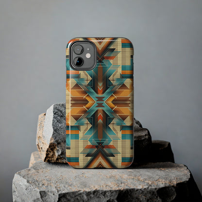 Beautiful Blue and Cream Native American Pattern Design Tough Phone Case compatible with a large variety of iPhone models, Gift, Phone Case