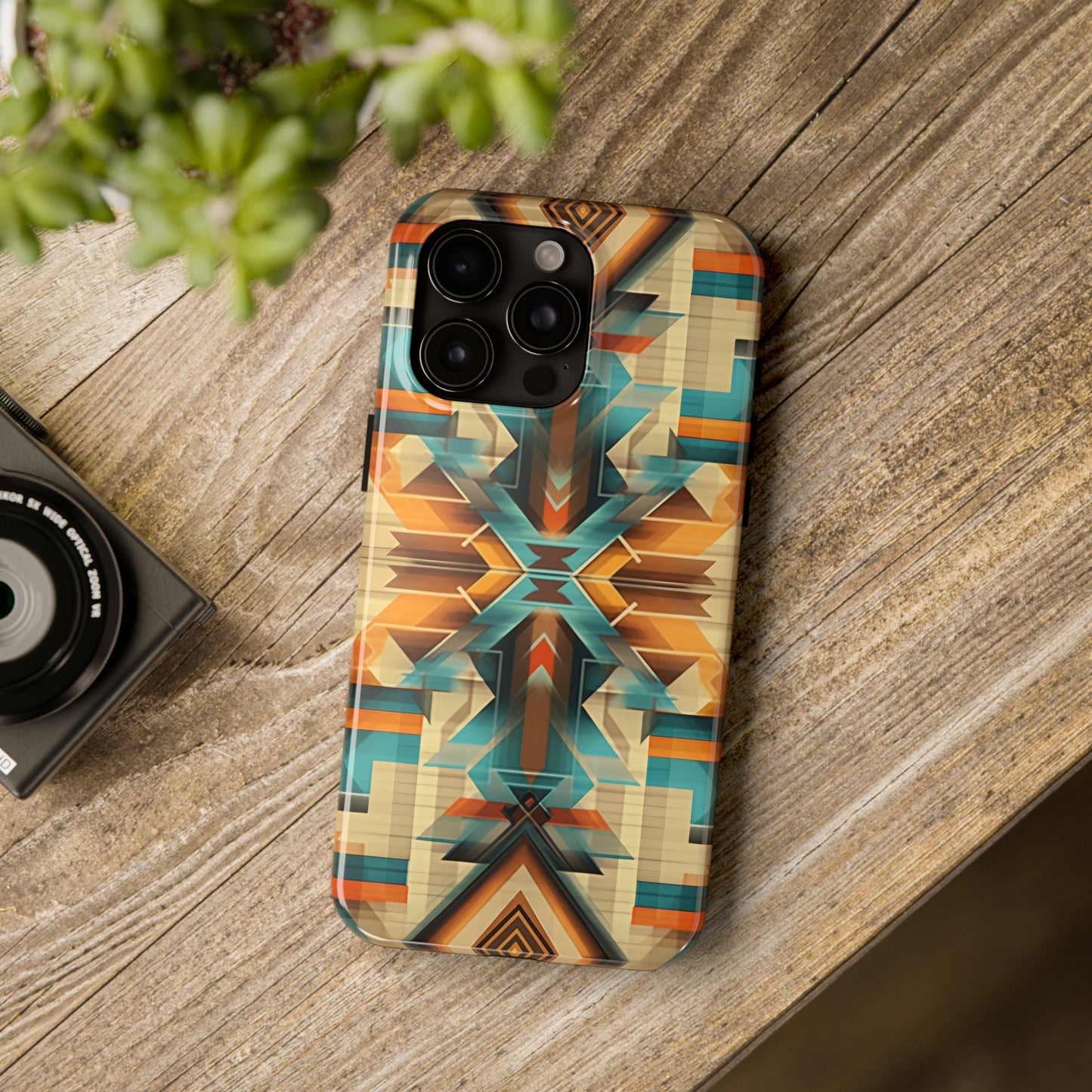 Beautiful Blue and Cream Native American Pattern Design Tough Phone Case compatible with a large variety of iPhone models, Gift, Phone Case