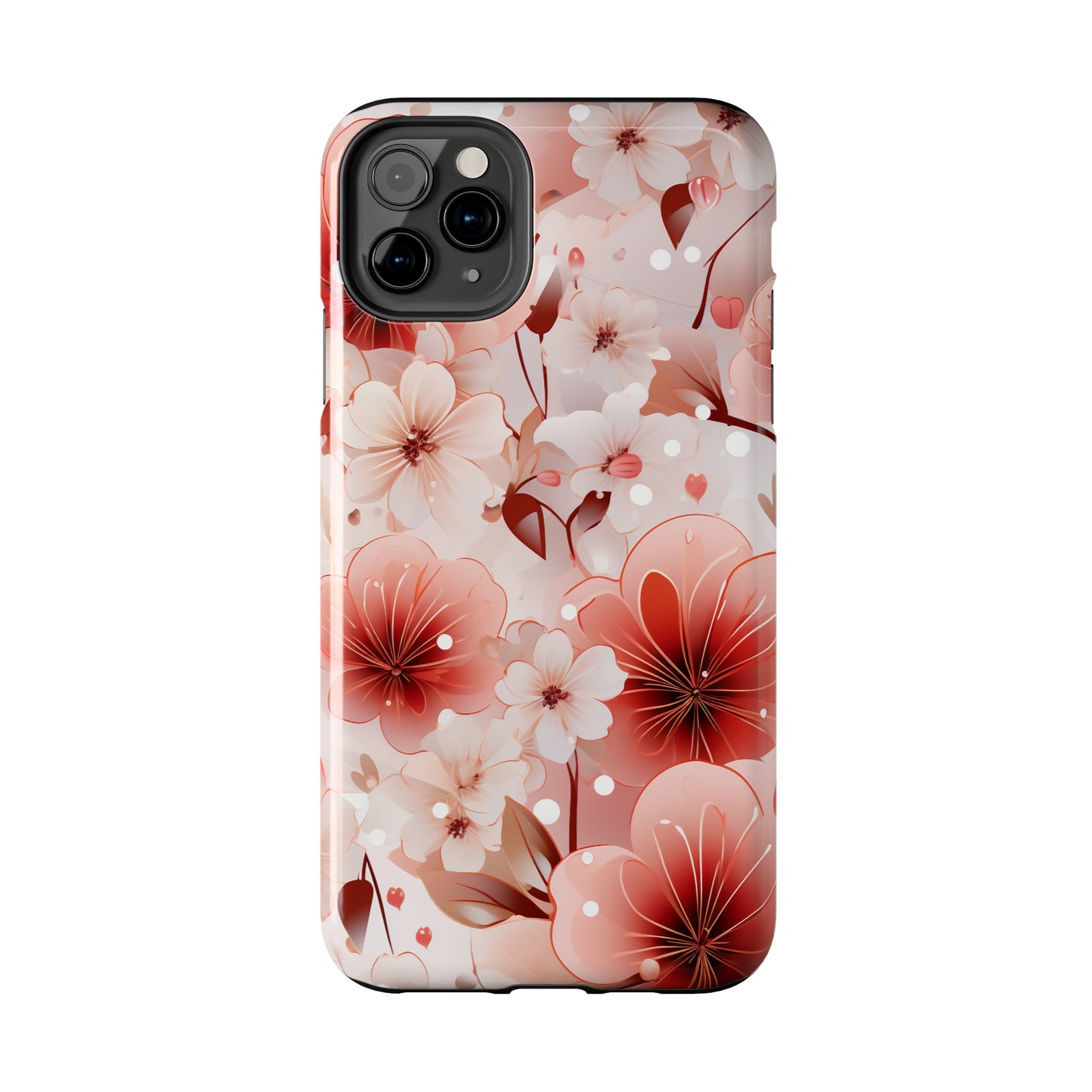 Pink Floral Pattern Design Tough Phone Case compatible with a large variety of iPhone models, Gift, Phone Case