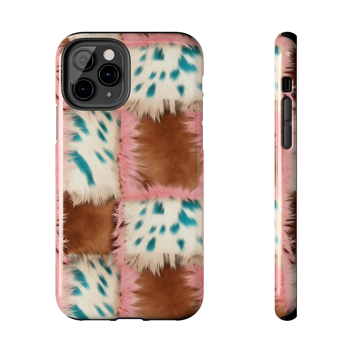 Modern Cowgirl Cowhide Design Pattern Print Tough Phone Case compatible with a large variety of phone models, Phone Case, Gift