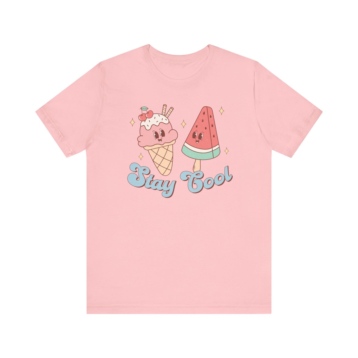 Kawaii Ice Cream and Watermelon T-Shirt, Cute 'Stay Cool' Graphic Tee, Summer Casual Top, Fun Foodie Shirt for All Ages