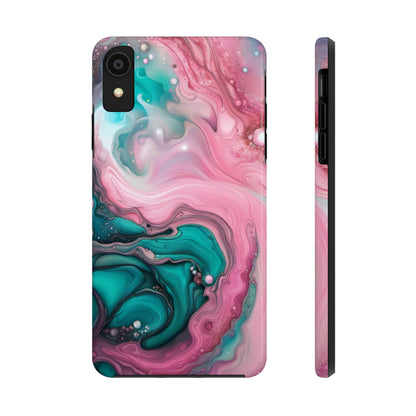 Pink and Teal Alcohol Ink Pattern Design Phone Case compatible with a large variety of iPhone models, Phone Case, Gift