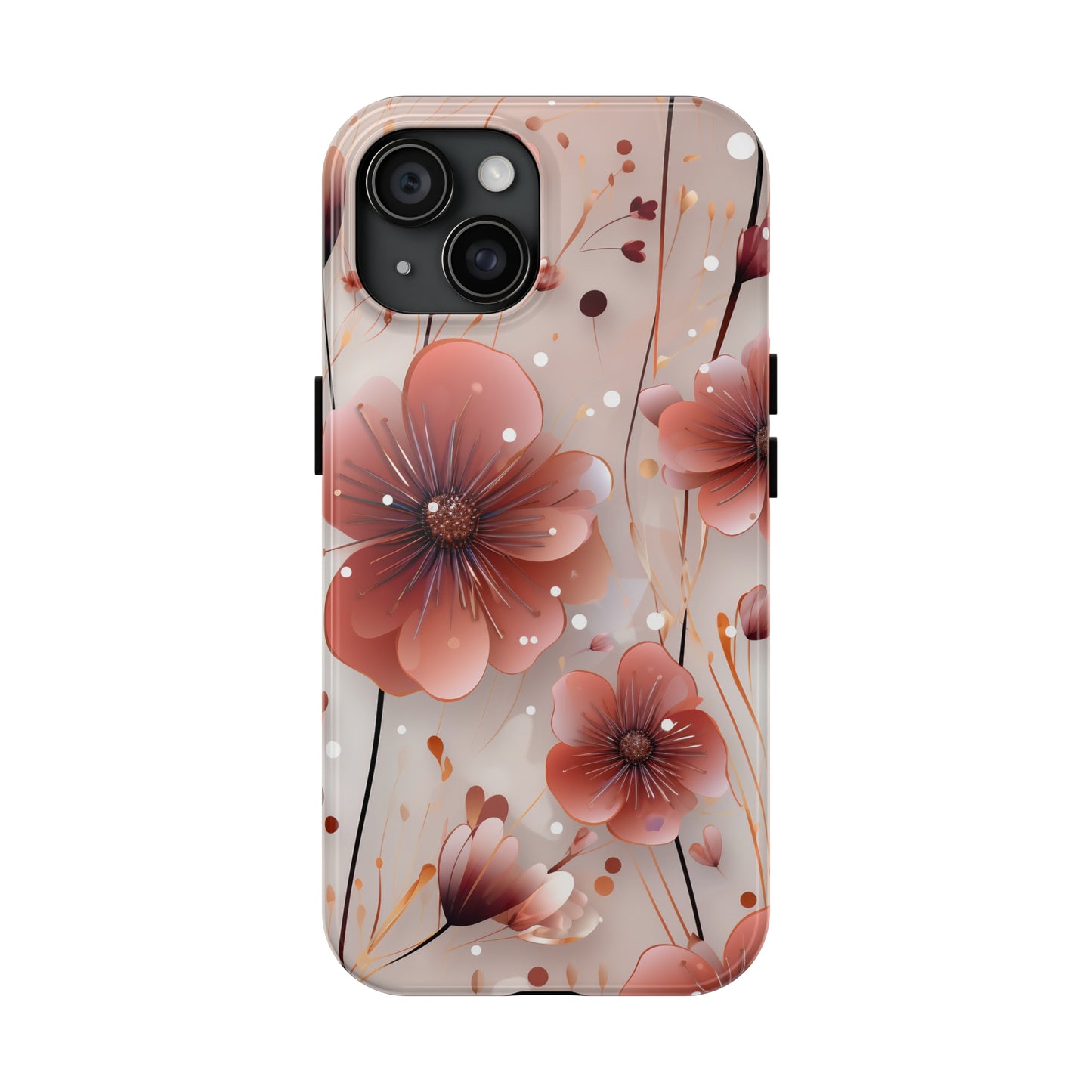 Pretty Mauve Flowers Pattern Design Tough Phone Case compatible with a large variety of iPhone models, Gift, Phone Case