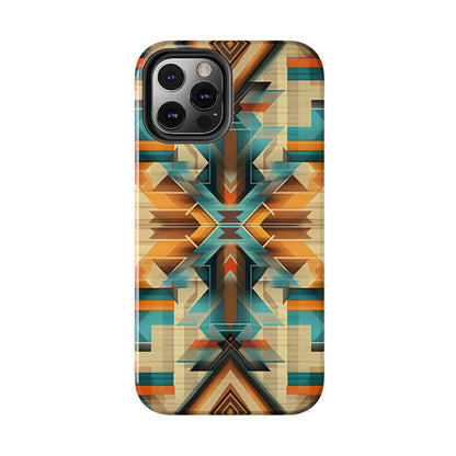 Beautiful Blue and Cream Native American Pattern Design Tough Phone Case compatible with a large variety of iPhone models, Gift, Phone Case