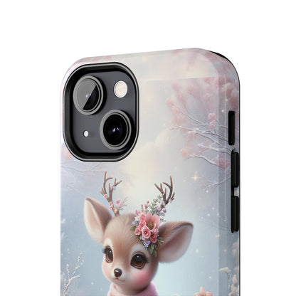 Cute Deer Winter Scene Pattern Design Tough Phone Case compatible with a large variety of iPhone models, Gift, Phone Case