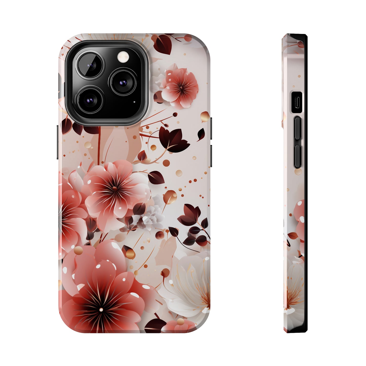 Pretty Pink & White Flowers Pattern Design Tough Phone Case compatible with a large variety of iPhone models, Gift, Phone Case