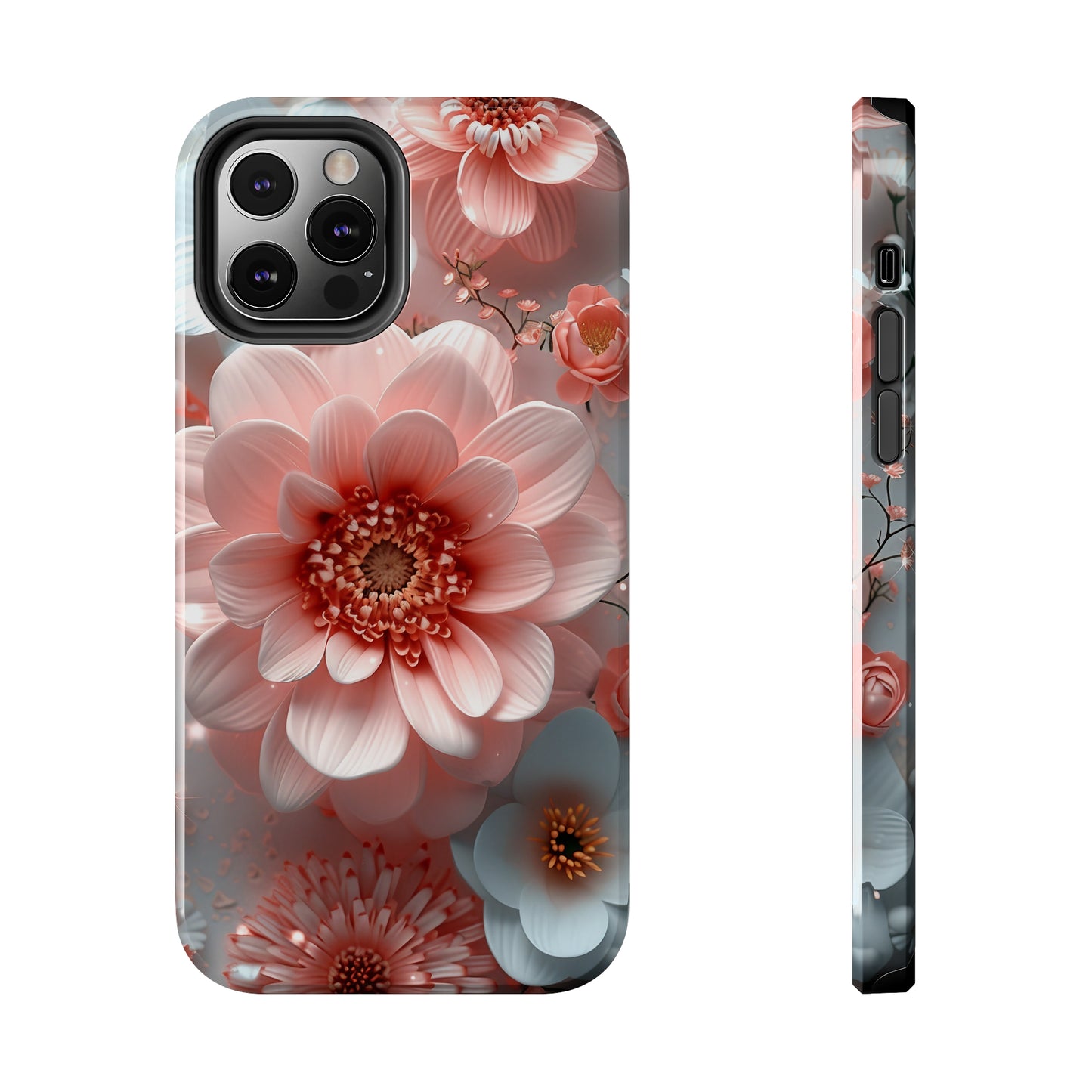 Beautiful 3D Pink & White Floral Design Tough Phone Case.