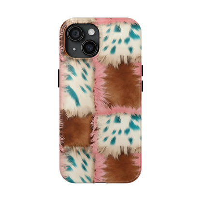 Modern Cowgirl Cowhide Design Pattern Print Tough Phone Case compatible with a large variety of phone models, Phone Case, Gift