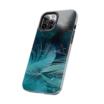 Dreamy Blue Feather design Tough Phone Case compatible with a large variety of iPhone models, Gift, Phone