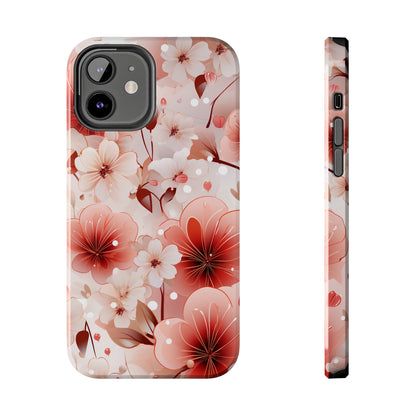 Pink Floral Pattern Design Tough Phone Case compatible with a large variety of iPhone models, Gift, Phone Case