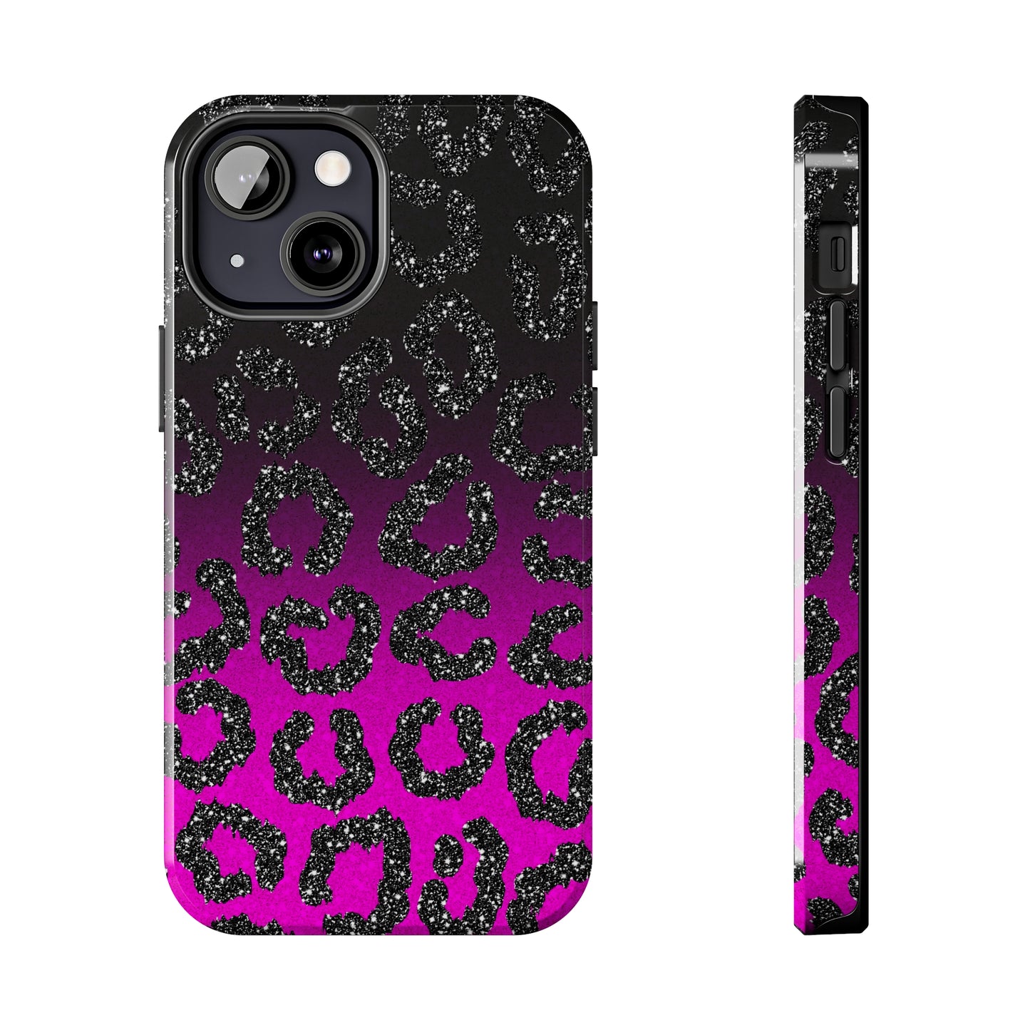 Pink and Black Ombre Leopard Design Phone Case- Lightweight, Impact Resistant Cover for iPhone 6, 6s, 12, 13, 14, 15