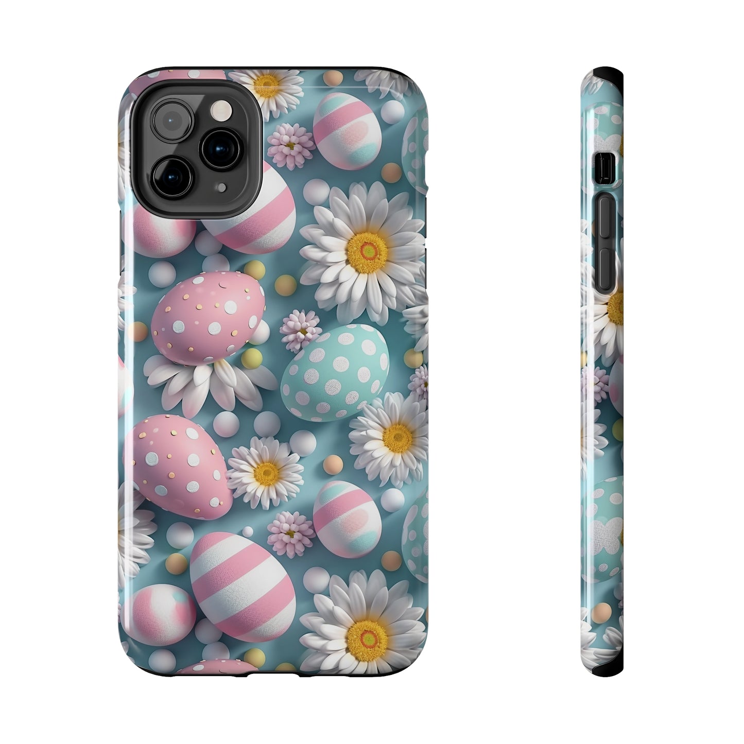 Easter Eggs and Daisies Digital print Design Tough Phone Case compatible with a large variety of iPhone models, Gift, Phone Case