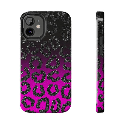 Pink and Black Ombre Leopard Design Phone Case- Lightweight, Impact Resistant Cover for iPhone 6, 6s, 12, 13, 14, 15