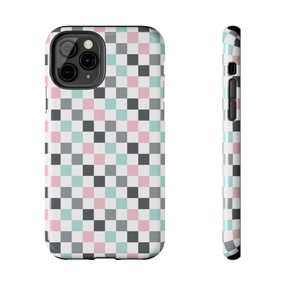 Multicolor Checkerboard print design Tough Phone Case compatible with a large variety of iphone models