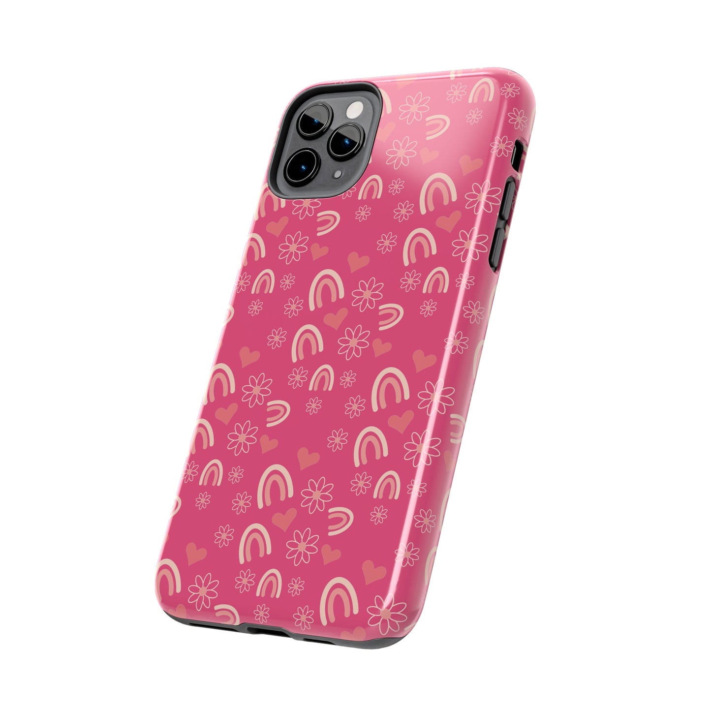 Dark Pink Boho2 Rainbow print Design Tough Phone Case compatible with a large variety of iPhone models, Gift, Phone Case