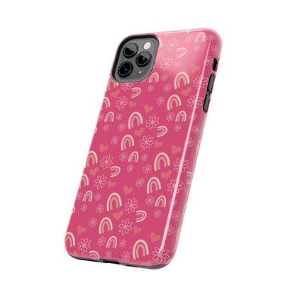 Dark Pink Boho2 Rainbow print Design Tough Phone Case compatible with a large variety of iPhone models, Gift, Phone Case