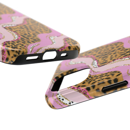 Cheetah Waves with Pink and Gold Design Phone Case- Lightweight, Impact Resistant Cover for iPhone 6, 6s, 12, 13, 14, 15