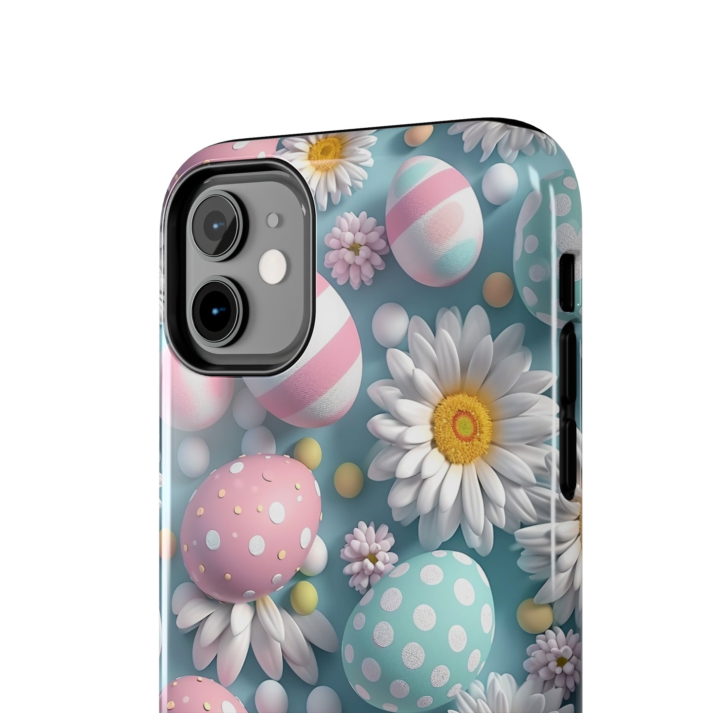 Easter Eggs and Daisies Digital print Design Tough Phone Case compatible with a large variety of iPhone models, Gift, Phone Case