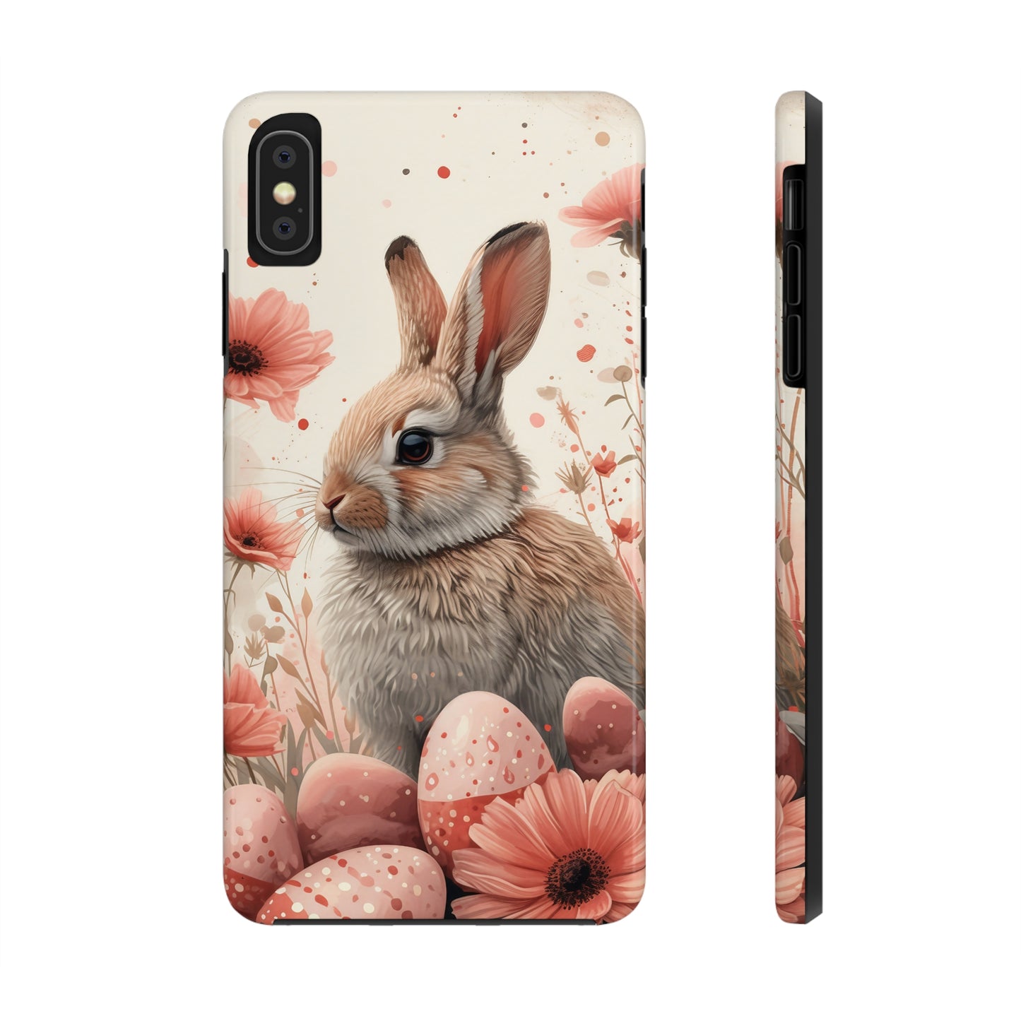 Watercolor Easter Bunny and Spring Flowers Design Phone Case- Lightweight, Impact Resistant Cover for iPhone 6, 6s, 12, 13, 14, 15