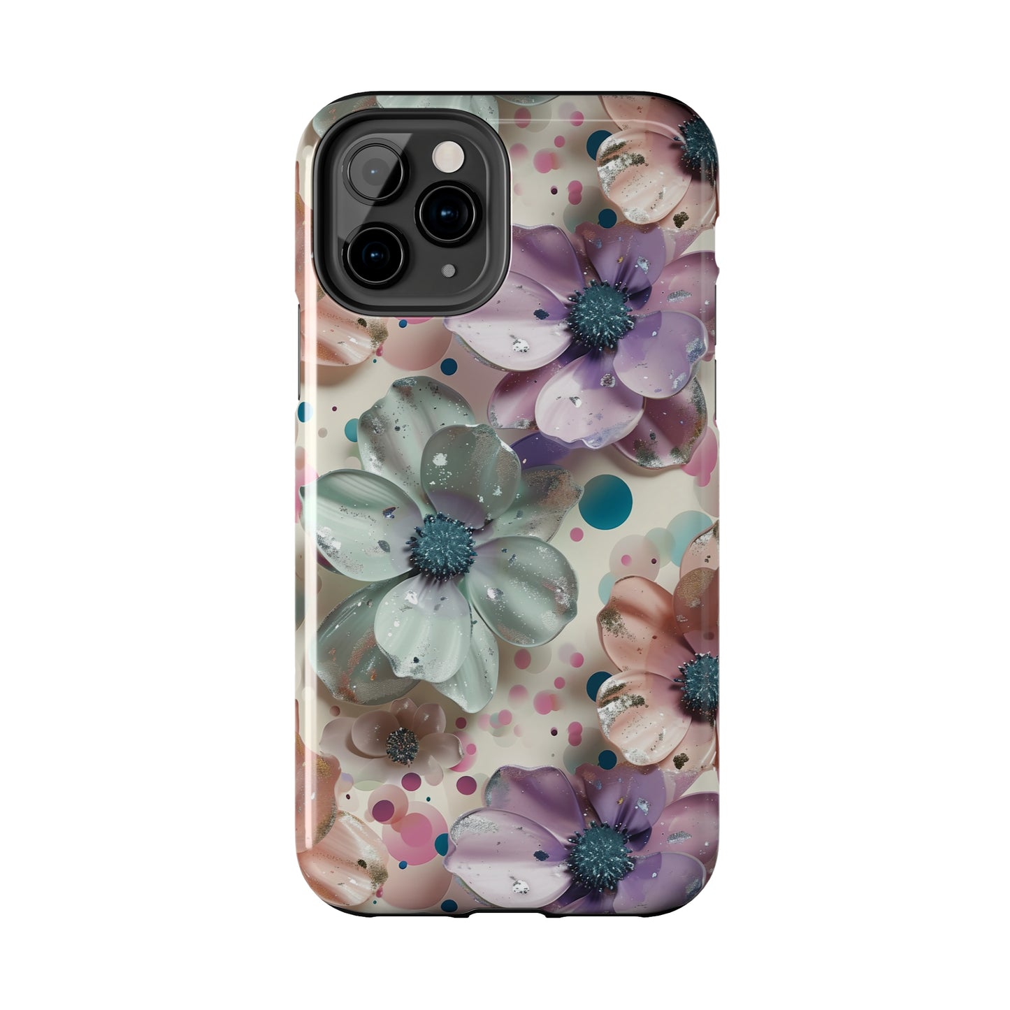 Fun Pastel Flowers Digital print Design Tough Phone Case compatible with a large variety of iPhone models, Gift, Phone Case