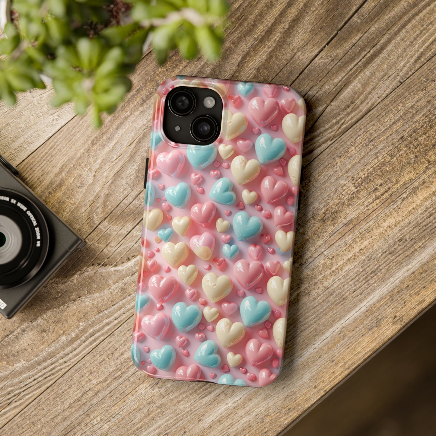 Valentine's Candy Hearts Pattern Design Tough Phone Case compatible with a large variety of iPhone models, Gift, Phone Case