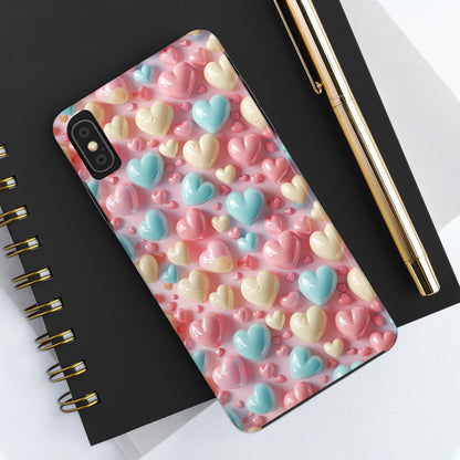 Valentine's Candy Hearts Pattern Design Tough Phone Case compatible with a large variety of iPhone models, Gift, Phone Case