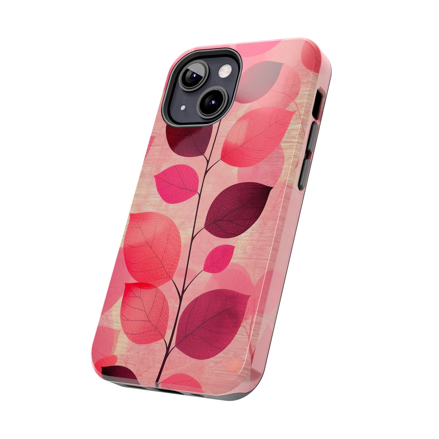 Girly Pink Abstract Leaf Design Tough Phone Case