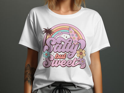 Retro Salty But Sweet T-Shirt, Vintage Beach Style Tee, Pastel Rainbow Graphic Shirt, Summer Casual Top, Unisex Fashion