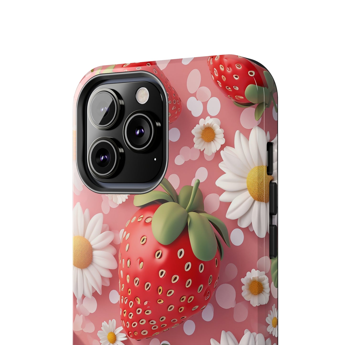 Strawberries & Daisies Digital print Design Tough Phone Case compatible with a large variety of iPhone models, Gift, Phone Case