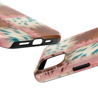 Modern Cowgirl Cowhide Design Pattern Print Tough Phone Case compatible with a large variety of phone models, Phone Case, Gift